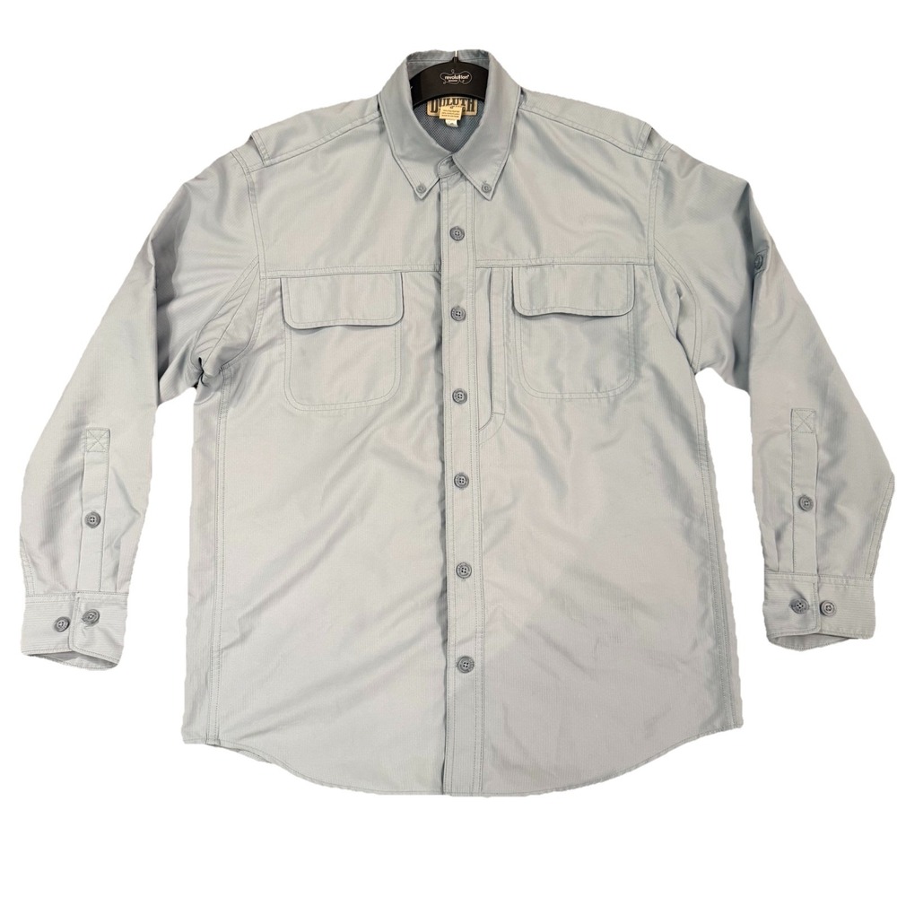 Duluth Trading Shirt Men Medium Vented Long Sleeve Fishing Outdoor Blue Coolplus